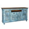 Picture of Handcrafted Mango Wood 2 Drawer Large Blue Credenza