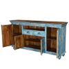 Picture of Handcrafted Mango Wood 2 Drawer Large Blue Credenza