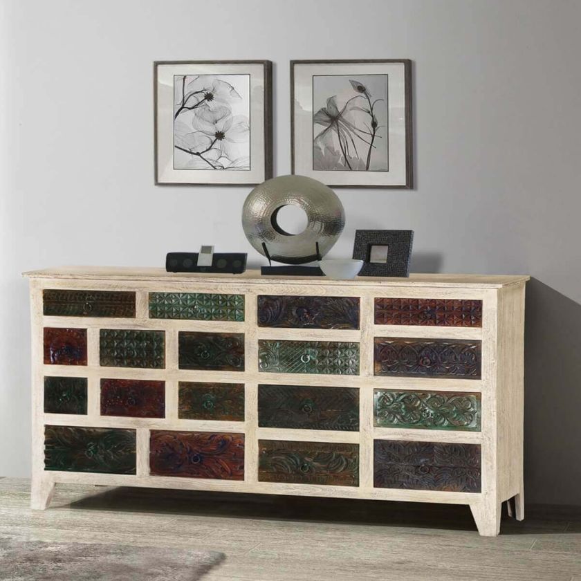 Picture of Impressionist Brick Wall Mango & Reclaimed Wood 18 Drawer Chest
