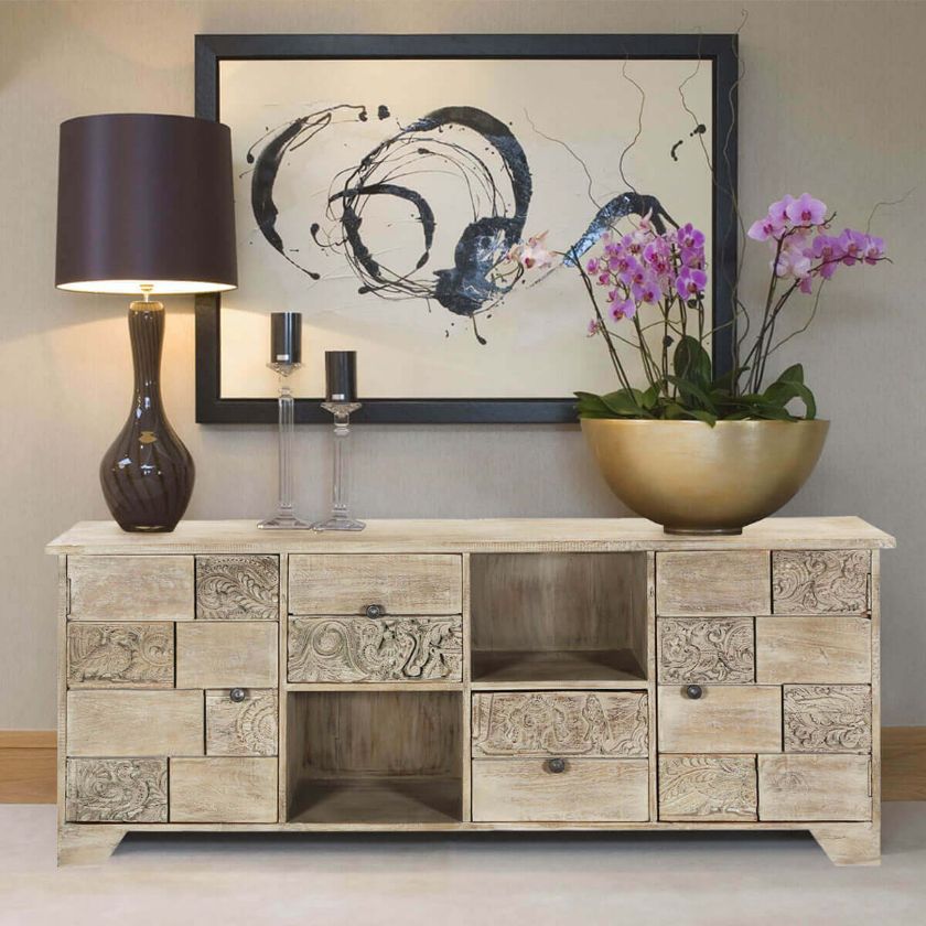 Picture of Reclaimed Wood Media Console with 2-Door & 2-Drawers