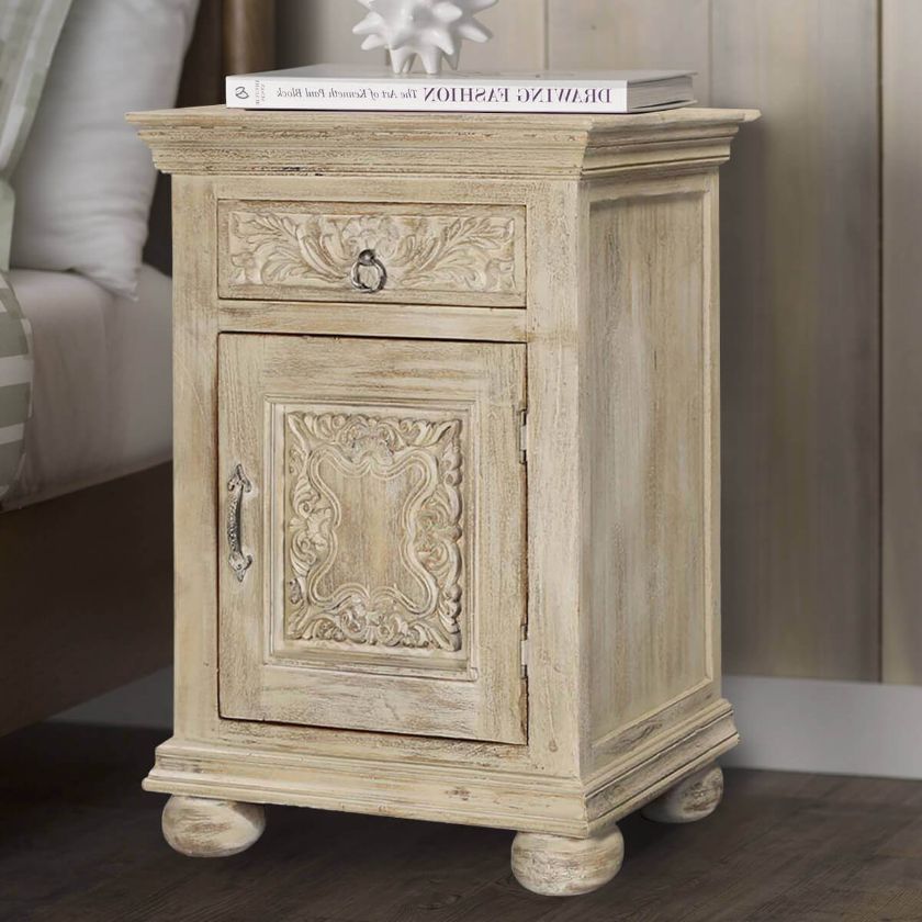 Picture of Corbeil Rustic Reclaimed Wood Single Door 1 Drawer Nightstand