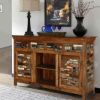Picture of Tangier Mosaic Rustic Reclaimed Wood 4 Drawer Large Sideboard Cabinet