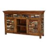 Picture of Tangier Mosaic Rustic Reclaimed Wood 4 Drawer Large Sideboard Cabinet