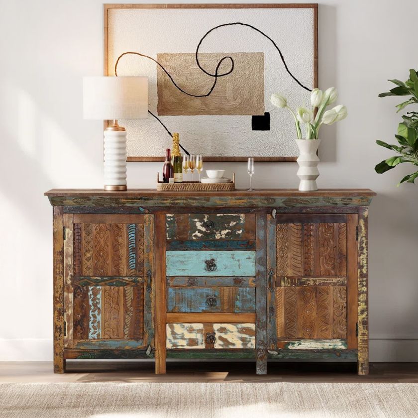 Picture of Aurora Handcrafted Rustic Reclaimed Wood Sideboard with Drawer