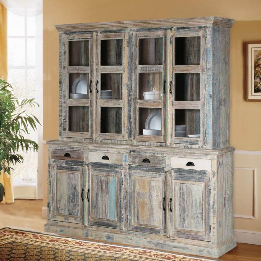 Picture of Oildale Farmhouse Solid Reclaimed Wood Dining Buffet with Hutch