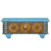 Picture of Blue & Gold Mango Wood & Brass Inlay Rolling Storage Trunk