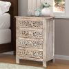 Picture of Winter Snow Garden Mango Wood 4-Drawer Nightstand