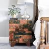 Picture of Rainbow Conch Carving Wooden Tile Reclaimed Wood 2 Drawer Nightstand