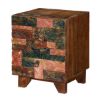 Picture of Rainbow Conch Carving Wooden Tile Reclaimed Wood 2 Drawer Nightstand