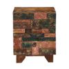 Picture of Rainbow Conch Carving Wooden Tile Reclaimed Wood 2 Drawer Nightstand