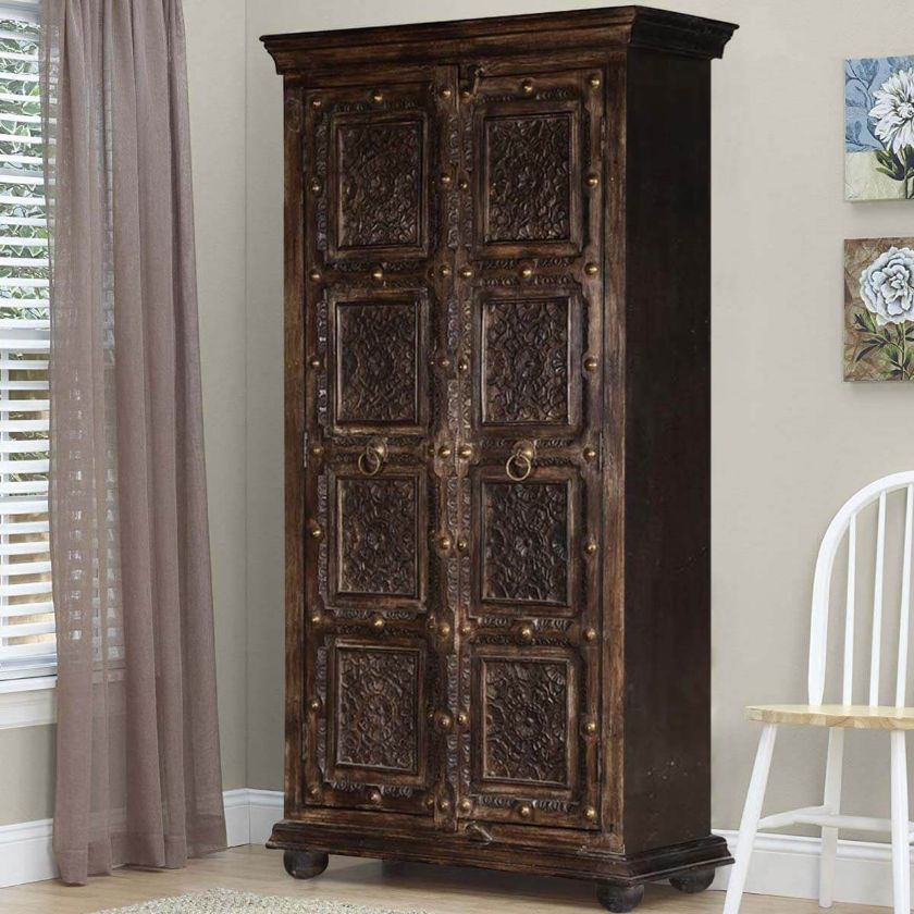 Picture of Chartres Gothic Traditional Solid Wood 4 Tier Armoire