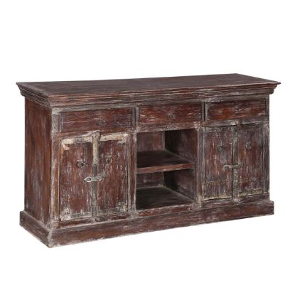 Picture of Willamette 52" Distressed Finish Rustic 4-Door Media Console Furniture