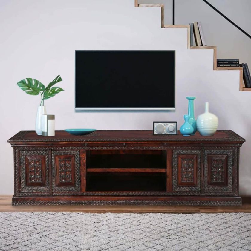 Picture of Classic Elizabethan Rustic Mango Wood 70" Long TV Stand Media Console