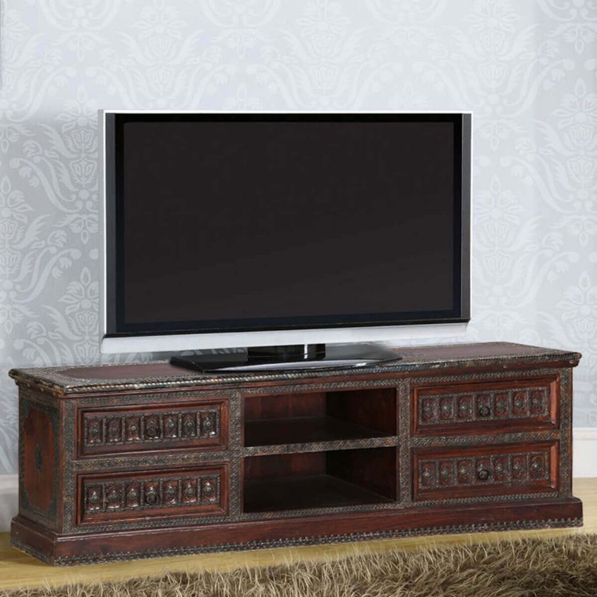 Picture of Traditional Tudor Mango Wood 67” TV Console Media Island