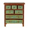 Picture of Green Garden Hand Painted Mango Wood Chest of 7 Drawers