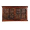 Picture of Willamette Dark Brown Rustic Solid Wood 4 Door Large Buffet Cabinet