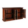 Picture of Willamette Dark Brown Rustic Solid Wood 4 Door Large Buffet Cabinet