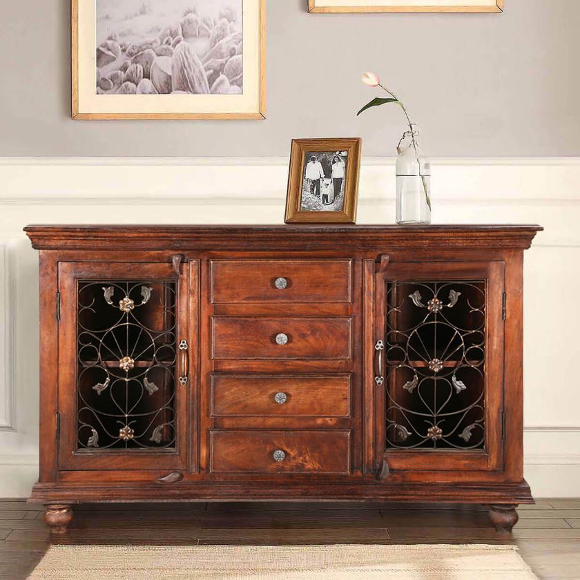 Picture of Anna Grapevine Solid Wood 4 Drawer Accent Sideboard Cabinet
