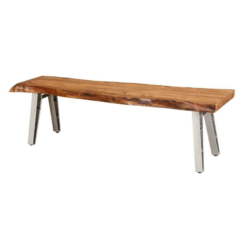 Picture of Madrid Live Edge Wooden Bench with Iron Legs