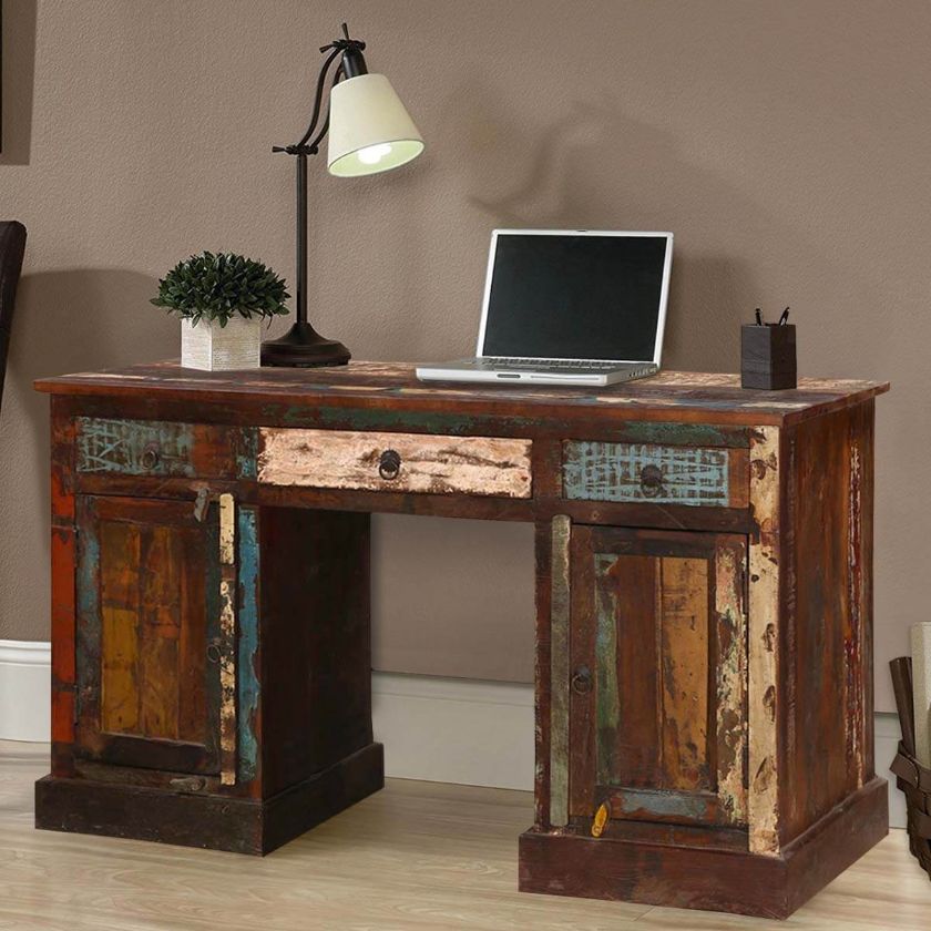 Picture of Venus Reclaimed Wood Office Desk with Drawers & Doors