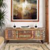 Picture of Modern Rustic Reclaimed Wood Accent Media Console Cabinet