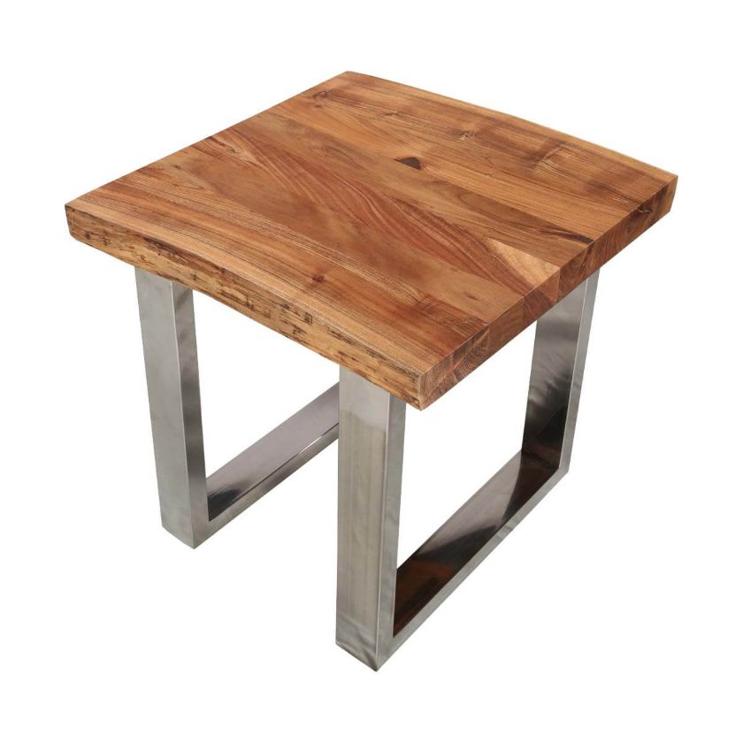 Picture of Natural Edge Acacia Wood & Steel Square End Table