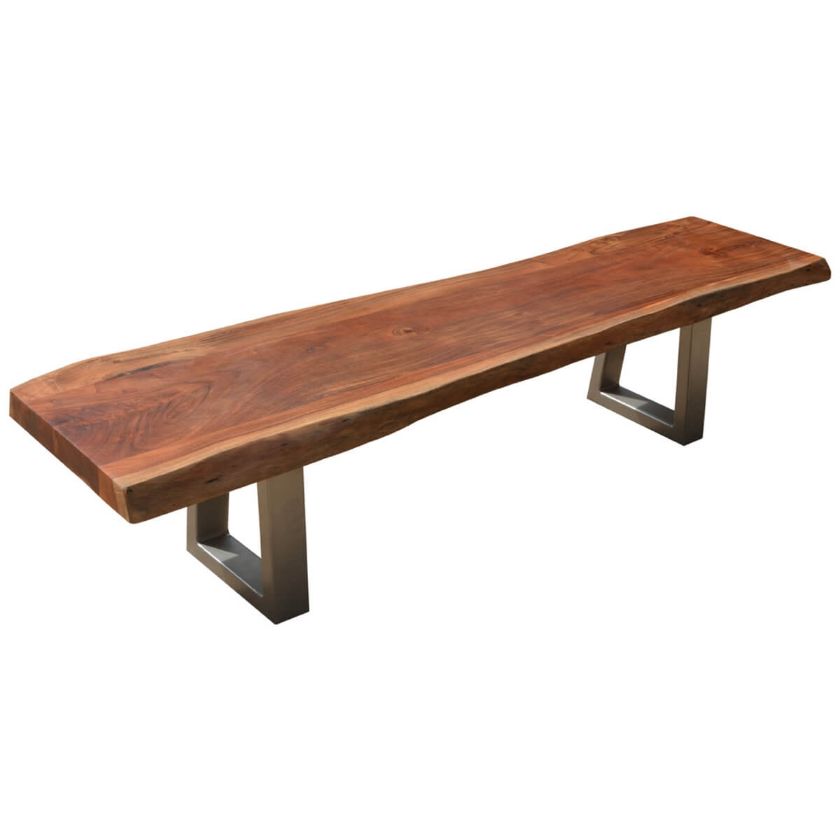 Picture of Natural Edge Acacia Wood & Steel 77” Bench