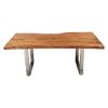 Picture of Natural 78" Acacia Wood & Steel Base Live Edge Dining Table