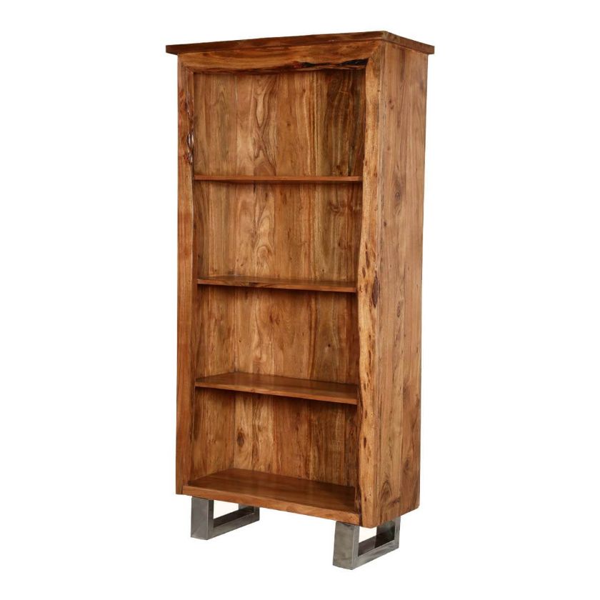 Picture of Rawlins 4 Open Shelf Rustic Industrial Live Edge Bookcase