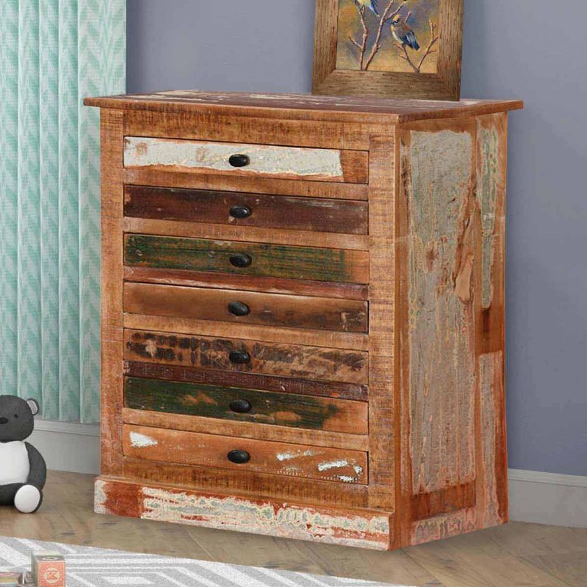 Picture of Modern Pioneer Reclaimed Wood 7 Drawer Accent Bachelor’s Chest