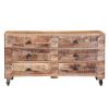 Picture of Rustic Industrial Mango Wood 6 Drawers Bedroom Dresser With Wheels