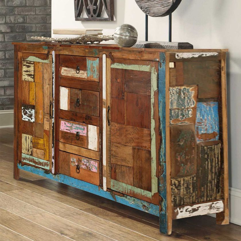 Picture of Arizona Rustic Reclaimed Wood 4 Drawer Large Sideboard Cabinet