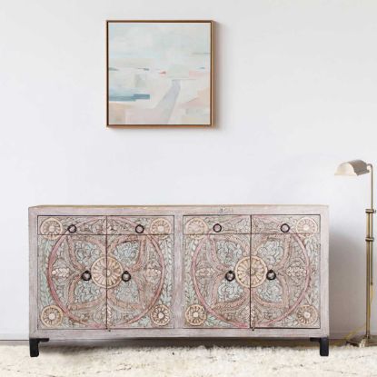 Picture of Turquoise Hand Carved Large Sideboard