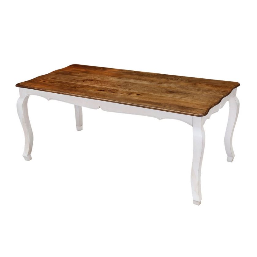 Picture of Rehoboth White and Natural Wood Cabriole Leg Dining Table
