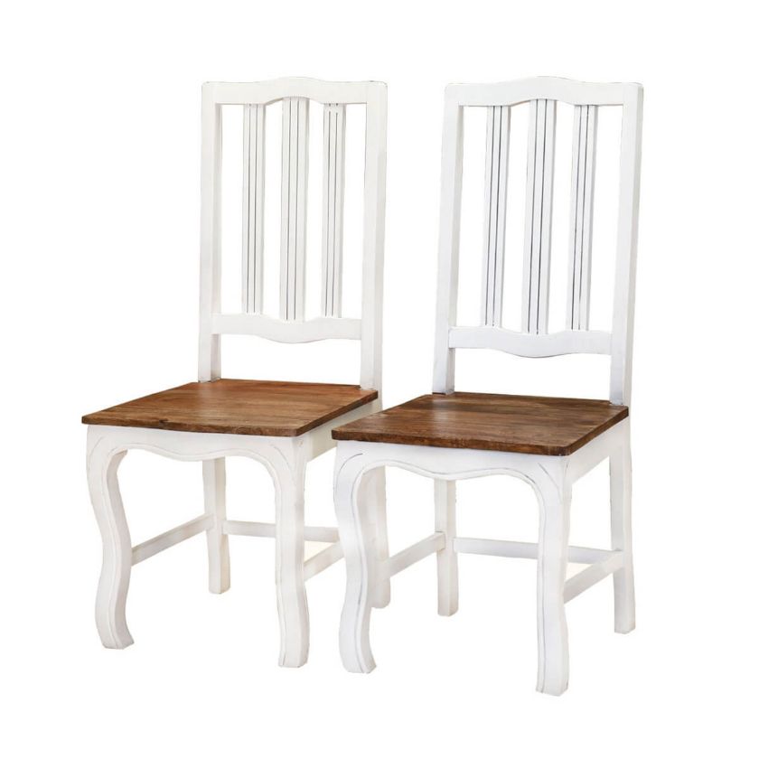 Picture of Rehoboth White and Natural Wood Cabriole Dining Chairs (Set of 2)