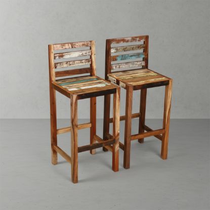Picture of Fortuna Reclaimed Wood Low Back Tall Bar Stool (Set of 2)