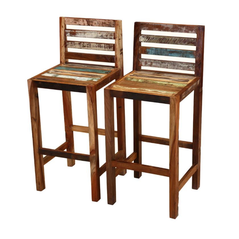 Picture of Fortuna Reclaimed Wood Low Back Tall Bar Stool (Set of 2)