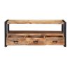 Picture of Roxborough Rustic Mango Wood 3 Drawer Industrial Tv Media Console