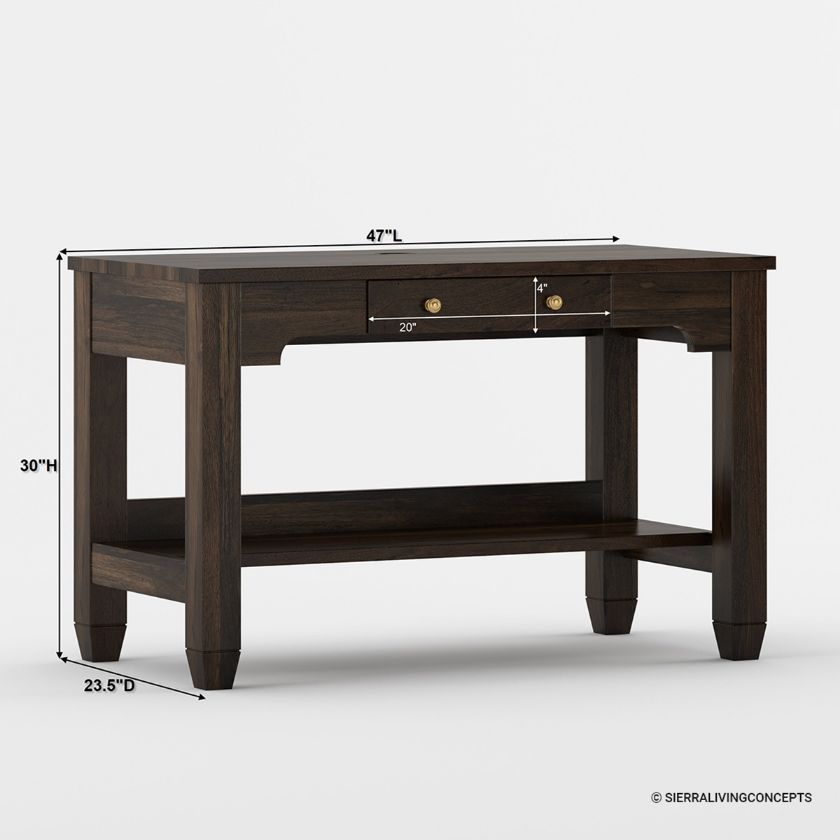 Lincoln Solid Wood Writing Desk with Drawer & Flip Top Dimension Image