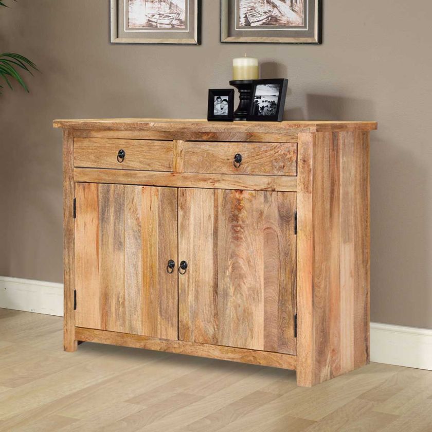 Picture of Waldo Rustic Mango Wood 2 Drawer Storage Buffet Cabinet