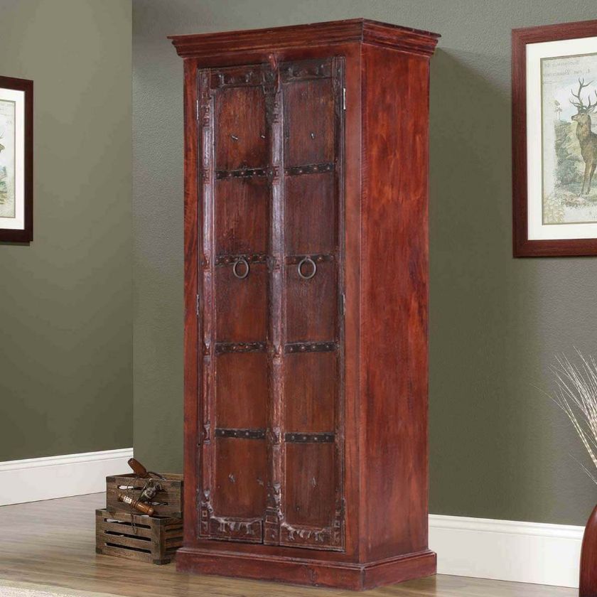 Picture of Erath Classic Handcrafted Rustic Reclaimed Wood Armoire With Shelves