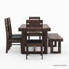 Picture of Galveston Rustic Solid Wood 6 Piece Dining Table Chair Set with Bench