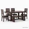 Picture of Galveston Rustic Solid Wood 6 Piece Dining Table Chair Set with Bench