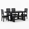 Picture of Galveston Rustic Solid Wood 6 Piece Dining Table Chair Set with Bench