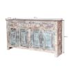Picture of Winter White Rustic Solid Wood 4 Drawer Large Sideboard Cabinet