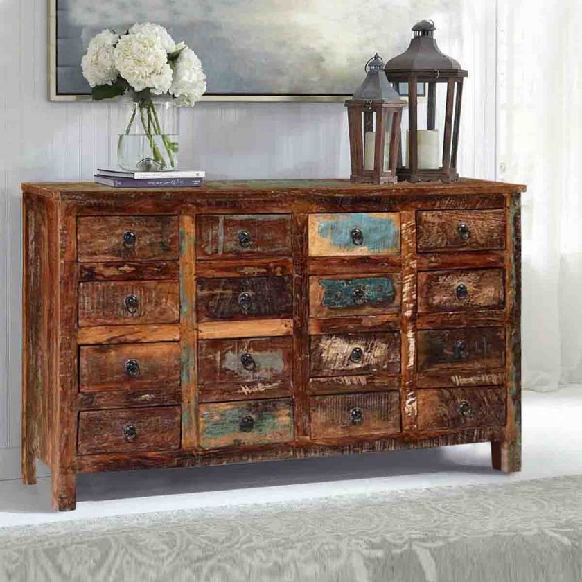 Picture of Appalachian Rustic Reclaimed Wood Apothecary Cabinet with 16 Drawers