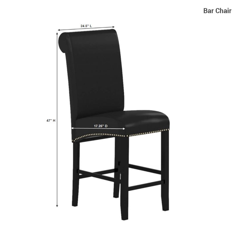 Gresham Upholstered Black Bar Height Chairs Dimension Image