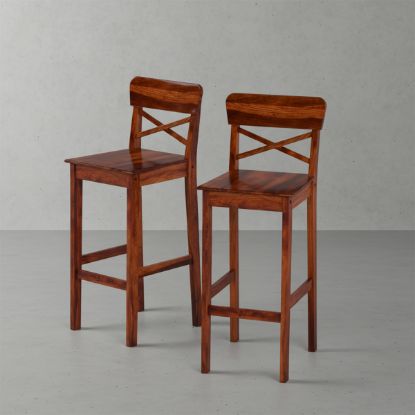 Picture of Dallas Ranch Solid Wood Tall Rustic Bar Chair (Set of 2)