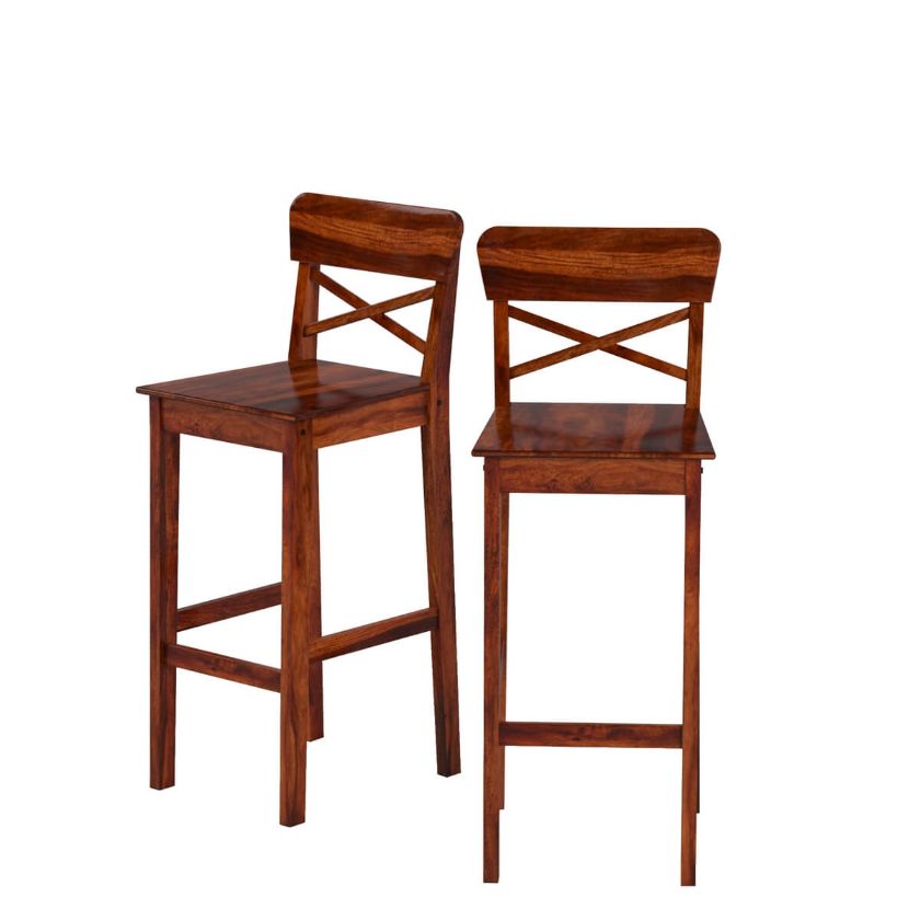 Picture of Dallas Ranch Solid Wood Tall Rustic Bar Chair (Set of 2)