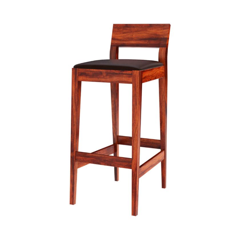 Picture of Lincoln Modern Rustic Solid Wood Low Back Tall Bar Chair (Set of 2)